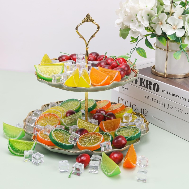 Gresorth 100pcs Highly Simulation Fake Yellow Lemon Slice Cherry Ice