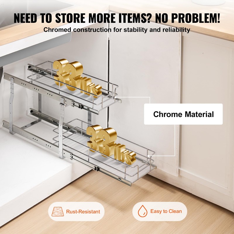 Happybuy 8.5"W x 21"D Pull Out Cabinet Organizer, Heavy Duty