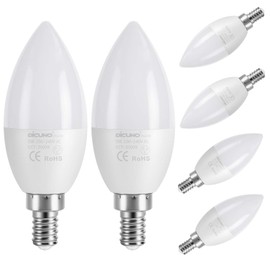 DiCUNO ProOE E12 LED Bulb, High CRI 98 Eye-Protected, Type B Candelabra Base Light Bulbs 40W Equivalent Warm White 3000K 450LM, Decorative Chandelier Ceiling Fan Lighting, Non-dimmable, 6-Pack