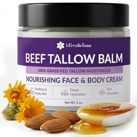 Intimate Rose Sarga de ternera para el cuidado de la piel y la cara, bálsamo de miel para pieles sensibles, eccema, hidratante facial 100% alimentado con pasto, fórmula natural