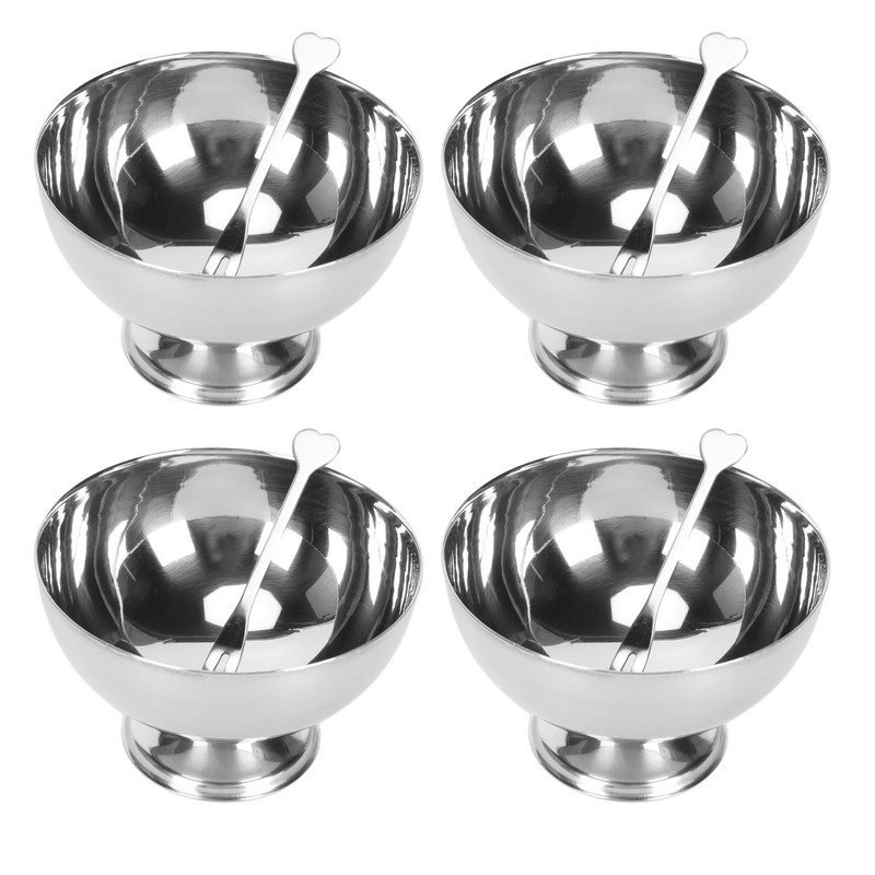 4Pcs Stainless Steel Dessert Bowl Multi Functional Drop Resistant Rustproof