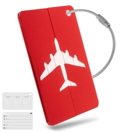 Luggage Tag with Address Tag, 1 Pack, Red, Aluminium Sign, for Air Travel, Cruise, Metal Luggage Tag, Name Tag, Suitcase, Address Tag, Bag Tag, Travel ID Tag Hanger