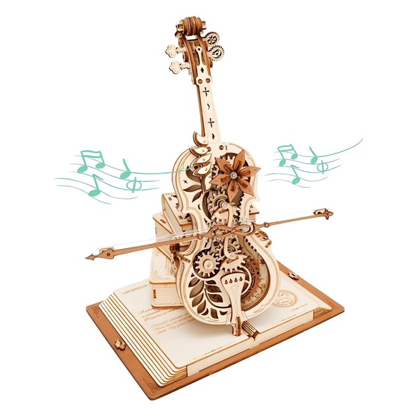 ROKR Magic Cello Mechanical Music Box, 3D Wooden Puzzle for Adults, Desk Decoration, Gift for Men and Women
