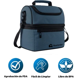 Bluelander Lonchera Portátil para Adulto de Dos Pisos Aislamiento Térmico, Bolsa Hielera de Almuerzo para Hombre y Mujer con Asas, Correa Ajustable Para Hombro, Impermeable y Térmica (Azul Rey)