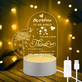 SupaWeiss Night Light Gifts for Mum, Mum Birthday Gifts,3 Colors Soft Warm LED Table Lamp, Night Light for Mother's Day, Thanksgiving, Acrylic Night Lamp Mum Gifts from Daughter/Son