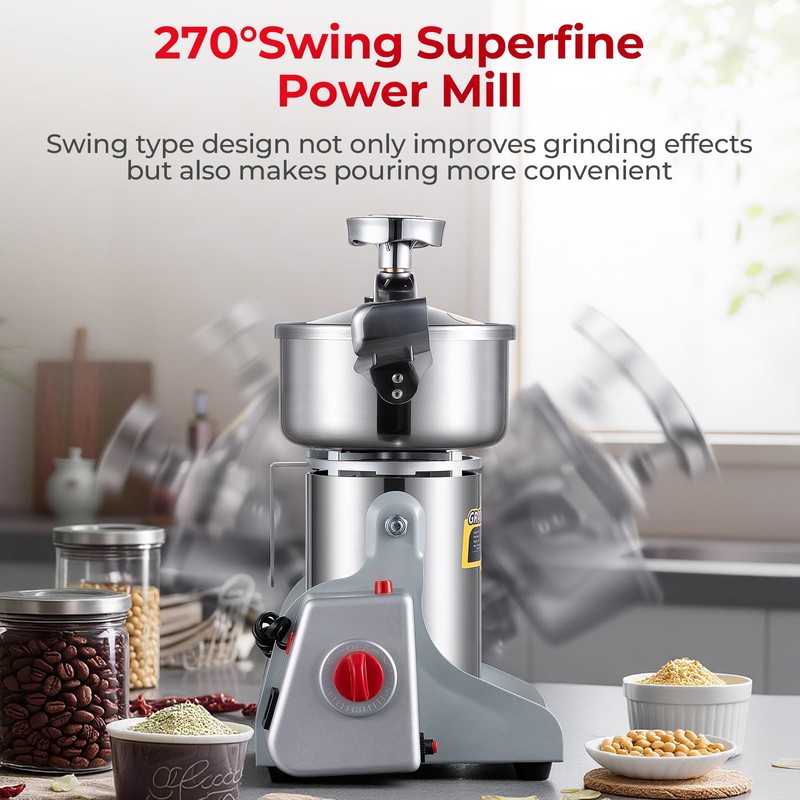 TERUISI Grain Mill Grinder, 800g Electric Grain Mill for Flour,