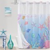 No Hook Shower Curtain and Liner Set, Blue Pink Beach