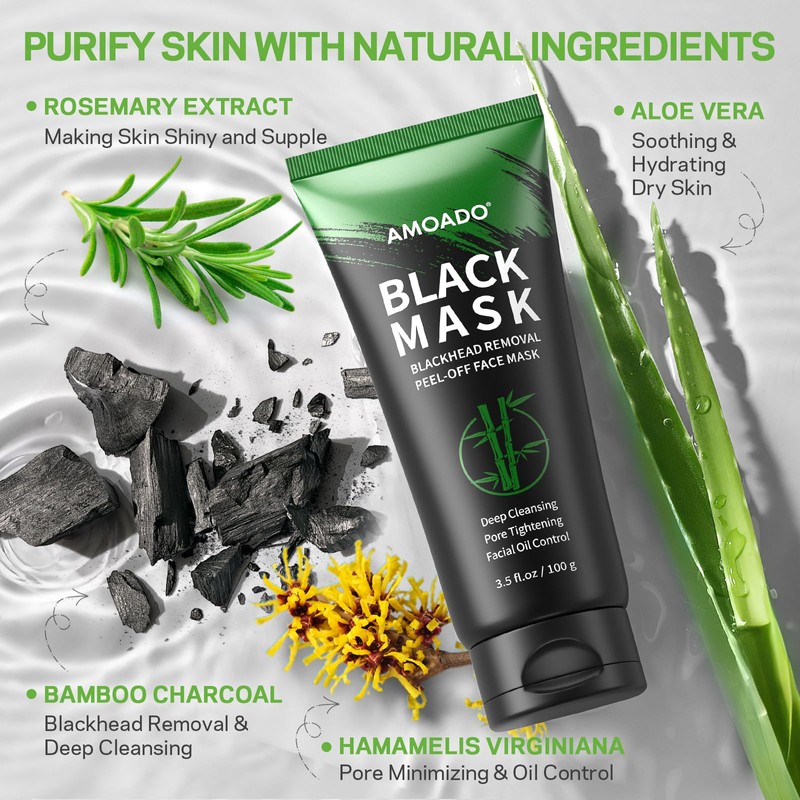 Blackhead Remover Mask, Purifying Peel Off Charcoal Masks Kit, Black