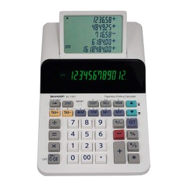 Sharp El-1501 Compact Cordless Paperless Large 12-Digit Display Desktop Printing Calculator That Utilizes Printing Calculator Logic