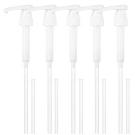 5 Pcs Pump Dispenser for 500 ml 1000 ml Bottles, Dosing Pump for Best Body Nutrition Containers, Reusable Pumps for Syrup Soap Shampoo Oils, with 5 Long and 5 Short Tubes