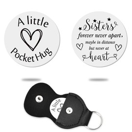 Sister Pocket Hug Token for Big Little Sister Christmas Birthday Gifts for Sisters Graduation Gifts Sisters Forever Never Apart Gifts with Leather Keychain