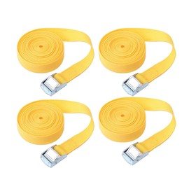Ratchet Tie Down Straps, 2m x 25mm 4Pcs Adjustable Lashing Straps with Alloy Buckle for Cargo Luggage Vans Trucks - Yellow