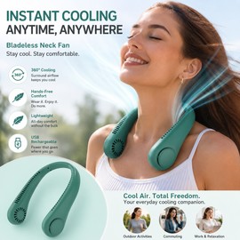 Portable Bladeless Neck Fan for Hands-Free Cooling – 5-Speed USB Rechargeable Fan for Travel & Outdoor Use