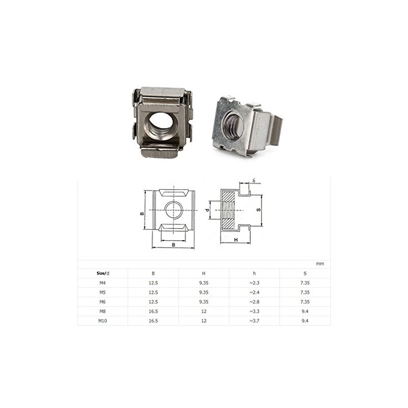 Cage Nuts And Screws M5x16 Carbon Steel Nickel Plated Cage