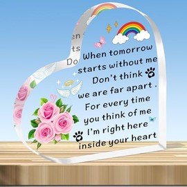 JMIMO Dog Memorial Gifts Loss of Pet Keepsake, Cat Dog Sympathy Heart Acrylic Remembrance Present