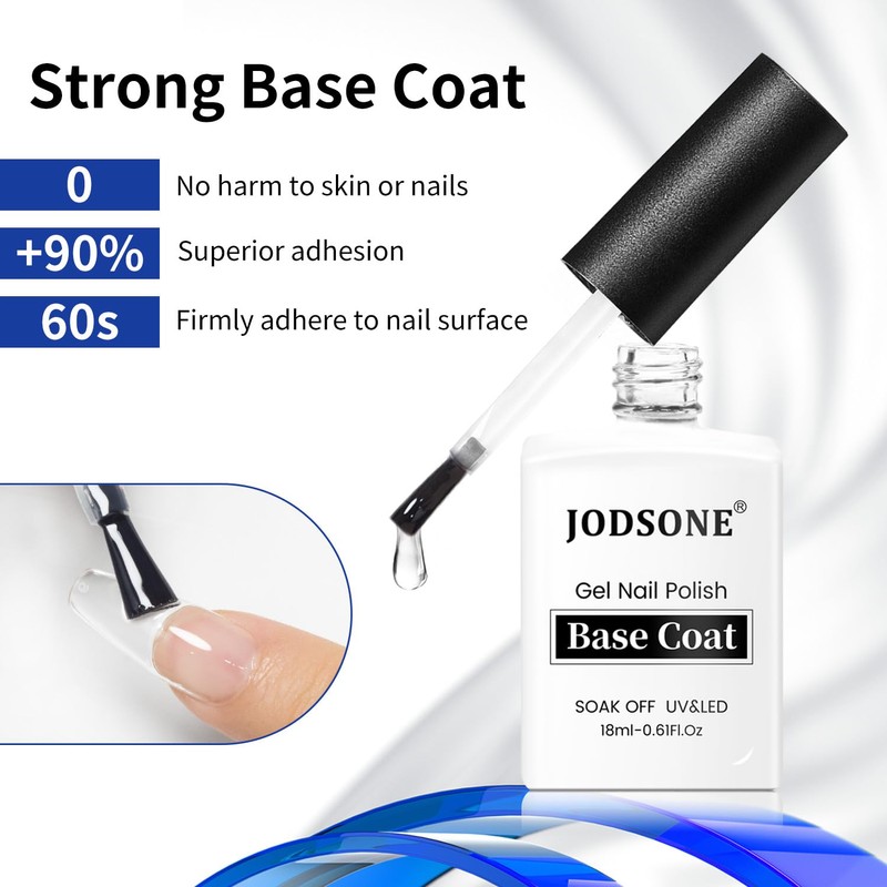 JODSONE 2 Bottles 18ml Top Coat Base Coat Gel Polish
