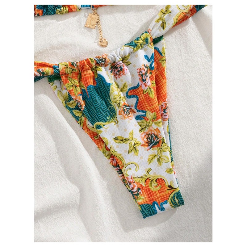 SHENHE - Conjunto de bikini triangular floral de dos piezas