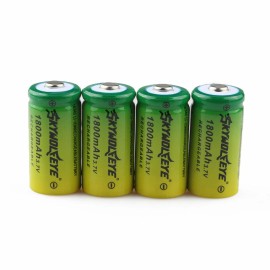 SKYWOLFEYE 4pcs SKYWOLFEYE 1800mAh 16340 Battery RCR123A 3.7V Rechargeable Cell Batteries