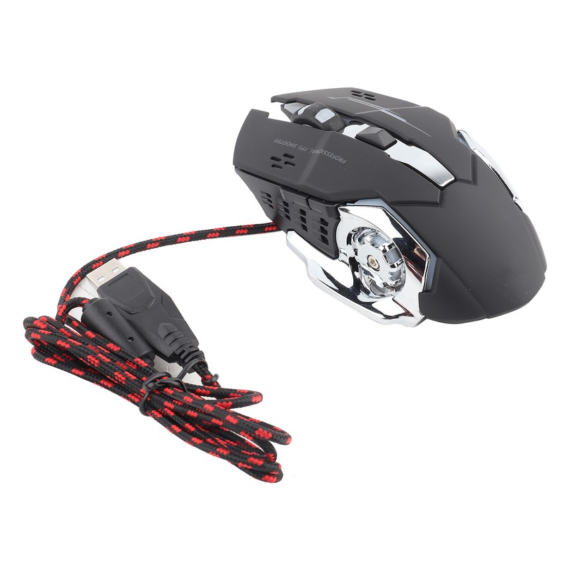 Mechanical Wire Game Mouse Mute USB Black 4-Way Roller Desktop