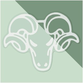 Medium 210mm 'Ram Head' Clear Static Window Cling Sticker/Decal (White) (WC00034664)