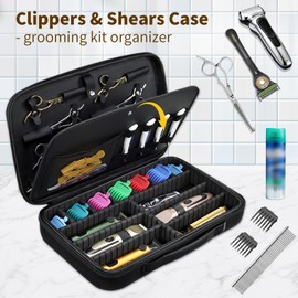 Yueieoun Barber Clippers Case for Travel, 17-inch X-Large Hair Cutting Supplies Bag for Groomer, Trimmer Razor Storage Case for Men, Pet Grooming Kits Organizer for Ufree/for Wahl/for Andis - Black