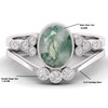 Oval Shape Natural Moss Agate Gemstone Wedding Ring Set, 925