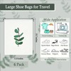 6PCS Clear Shoe Bags for Travel, Eucalyptus Leaf Pattern Travel
