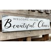 PSINGSZQ Welcome to Our Beautiful Chaos Sign, Farmhouse Wood Sign,