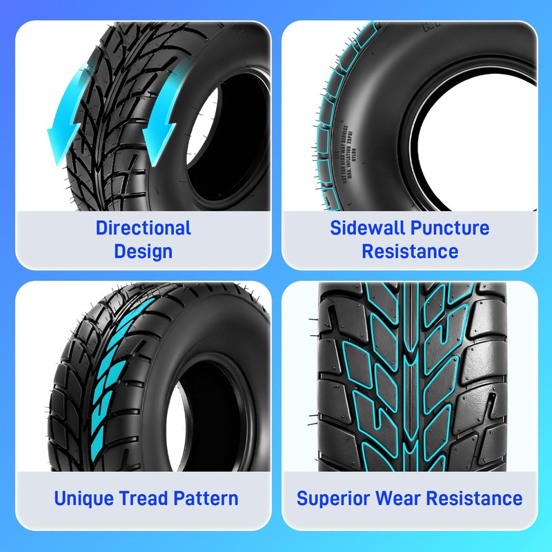 TRIBLE SIX 25x10-12 ATV/UTV Tires, 25x10x12 All-Terrain Tires, Set of