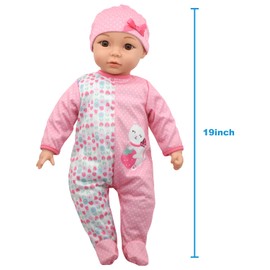 Little Darlings: 19" Cuddle Baby - Pink Kitty - Talking Baby Doll Set w/Accessories, Makes 6 Different Baby Sounds