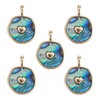 COGCHARGER 5 Pieces Round Paua Shell Charms Abalone Shell Charms