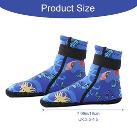 Gkhlg 1 Pair of Kids Neoprene Swimming Socks Aqua Sock with Super Stretchy Non-Slip Grip Swim Socks for Kids’ Water Sports in Pool Beach Diving and More 3.5-4.5 UK (Blue)