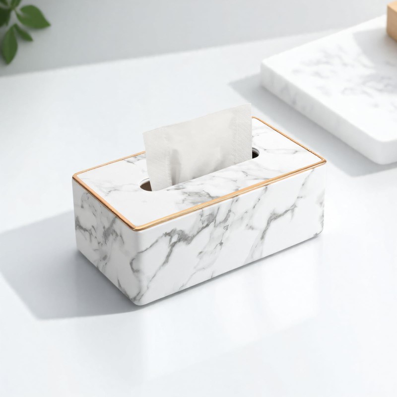 KINGFOM Rectangular PU Leather Tissue Box Holder, Facial Tissue Case