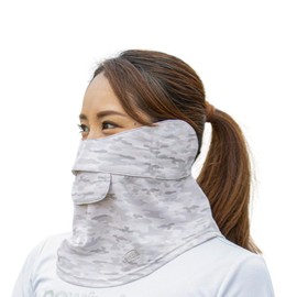 [White Beauty] WhB No Suffocating UV Face Cover, CH Type (Camouflage, Plain) UV Face Mask, Protects Against UV Rays, Ears, and Neck, gray (camouflage)
