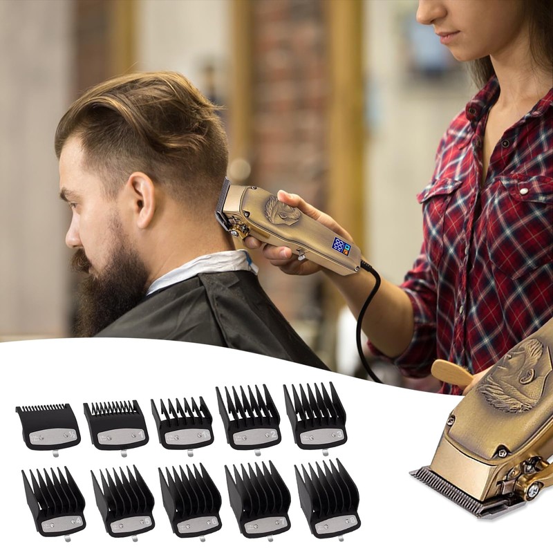10-Piece Clipper Guard Set, Black Professional Clipper Guard Set Compatible
