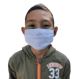 LOFBAZ Cotton Cloth Face Coverings Washable Reusable with Filter Pocket (White - Pack of 3, Big Kids 9 to 13 Years)