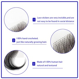 Aslmeet Edges Hair Top Swiss HD Lace Baby Hair Stripes Soft Natural Baby Hair Edges for Black Women Reusable Invisible Lace Hairline Real Human Hair, Black Color 2 Pcs