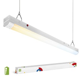 ASD 4ft LED Linear Strip Light Fixture with Emergency Battery Backup & Q-Base | 20W-40W 120-277V 3500K-5000K Adjustable Linkable LED Shop Light | UL DLC Stairwell Certified Luminaire