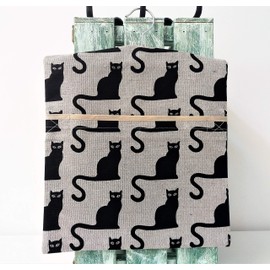 Birsppy Linen Cotton Peg Bag Peg Storage Clothespin Bag Black Cats