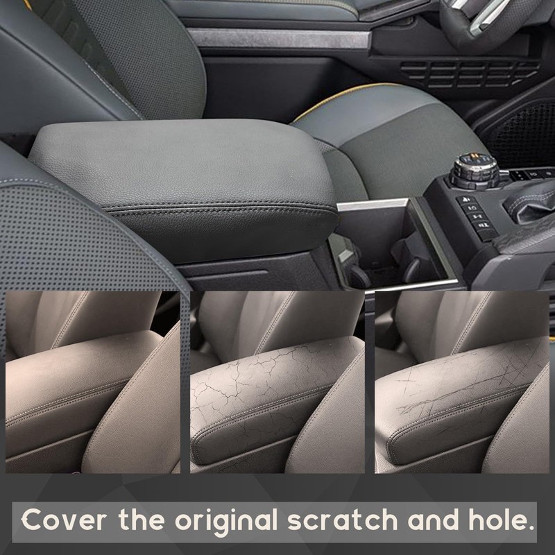 ramuel Compatible with Center Console Armrest Cover Pad PU Leather
