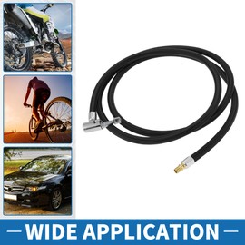 A ABSOPRO Tyre Inflator Extension Tube Durable 180 cm M8 x 0.8 15.5 mm OD Air Compressor Extension Hose Adapter Tyre Valve with Thread Adapter Nylon Black 1 Set