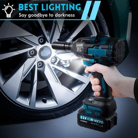Cordless Impact Wrench, Brushless Impact Wrench 1/2 inch Max Torque 1300 N.m, 3800RPM w/ 2x Battery, 5 Sockets, High Torque Power Impact Wrench for Car Home