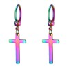 JewelryWe Wholesale 4Pairs Cross Earrings,Glossy Stainless Steel Dangle Earrings Hoop