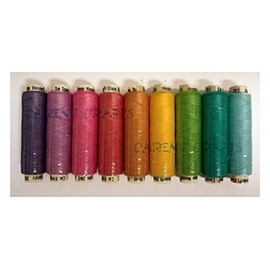 Sue Spargo Ellana Wool Blend Thread for Embroidery - Nine 70-Yard Spools, Matches The ''House Colorway 3 Wool Applique Pack