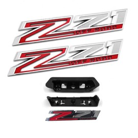 (Set of 3) 2019-2024 2pack Hood Z71 Off Road Emblems Plus Grille Z71 Offroad Badges Compatible with Silverado 84632695 84384428 (Chrome Red)