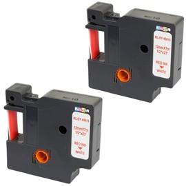 2X Compatible Tapes 45015 S0720550 Red on White 12mm x 7m Replacement for LabelManager LM 160 210D 220P 260P 280 360D 420P 450D 500TS PnP MobileLabeler LabelPoint LabelWriter LW 400 450 Duo