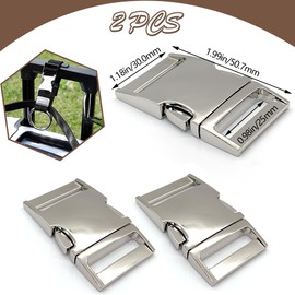 DHER Metal Snap Clasp Metal Buckle, Replacement Bag Buckle, Belt Buckle Clasp, for Paracord Bracelet, Dog Collar, Backpack, Silvery, 25 mm