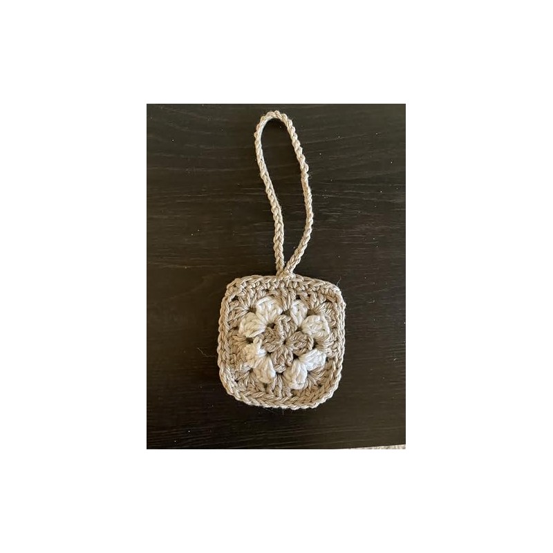 Crochet earbuds case - granny squares brown/cream