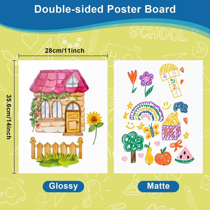 10Pcs Poster Board White Poster Paper Bulk 11" x 14",