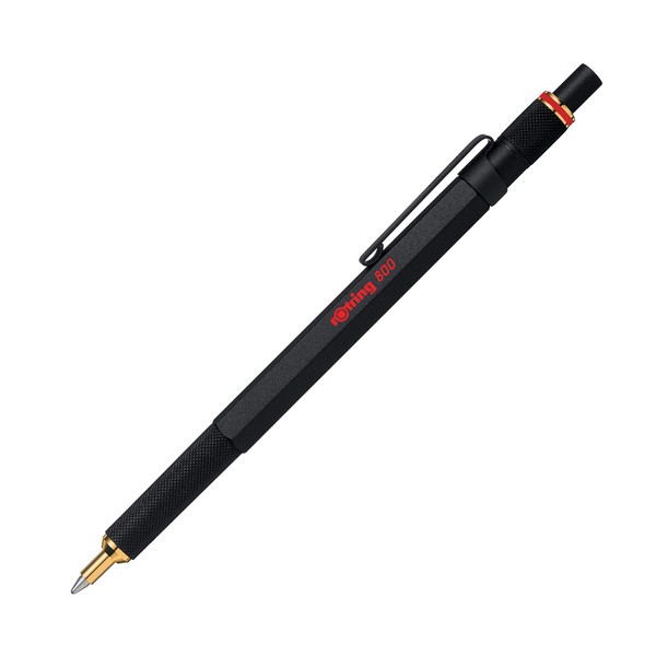 ROtring 800 Ballpoint Pen Medium Point Black Ink Black Barrel Refillable